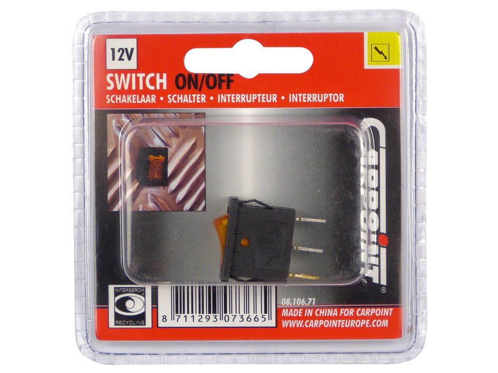 Intrerupator auto Carpoint 12V 15A Orange , comutator mini 13,00 x 18.90 m