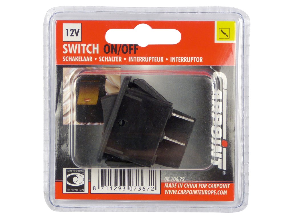 Intrerupator auto Carpoint 12V 35A cu led rosu 20,40 x 35,20mm cu 4 papuci electrici