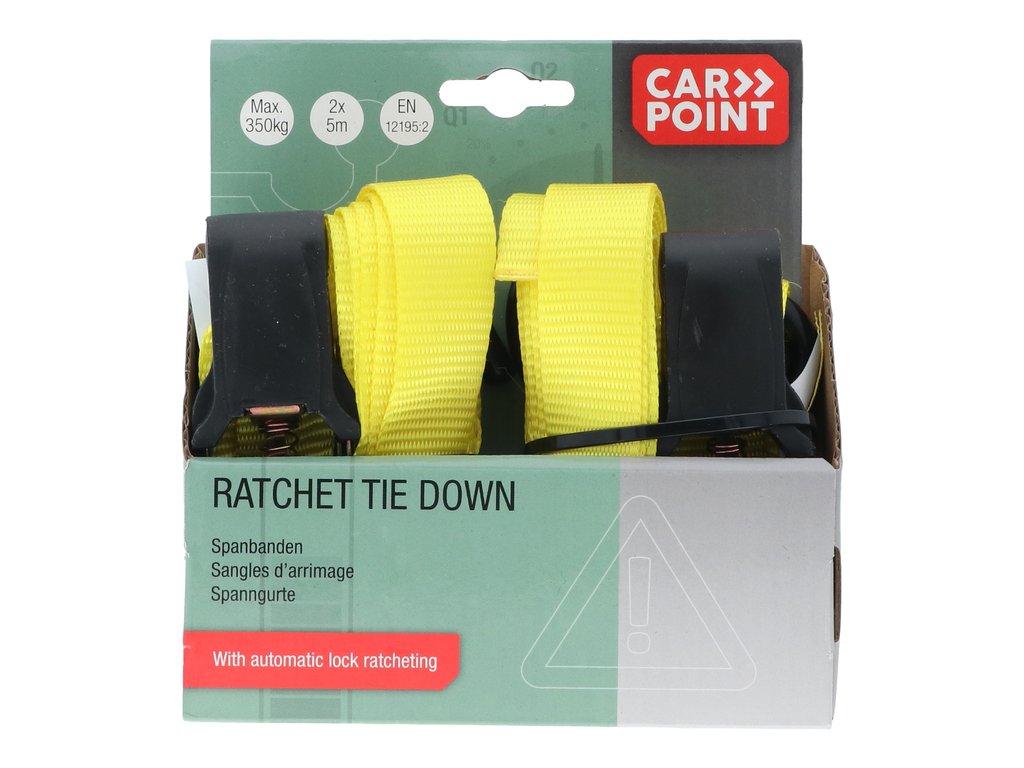 Chinga ancorare marfa Carpoint 5m x 25mm , 200kg , cu clichet automat, 2 buc.