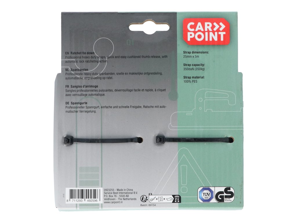 Chinga ancorare marfa Carpoint 5m x 25mm , 200kg , cu clichet automat, 2 buc.