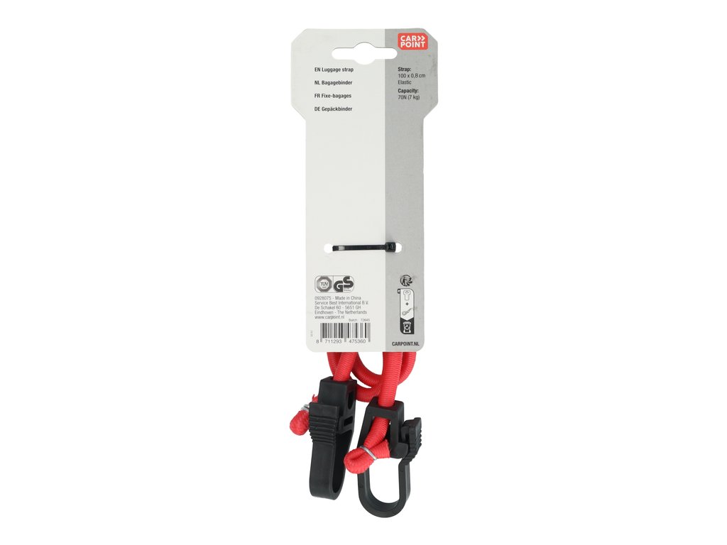 Chinga elastica Carpoint pentru bagaje , fixare usoara 100cm , fi 9 cu cleme siguranta de plastic , 1 buc.