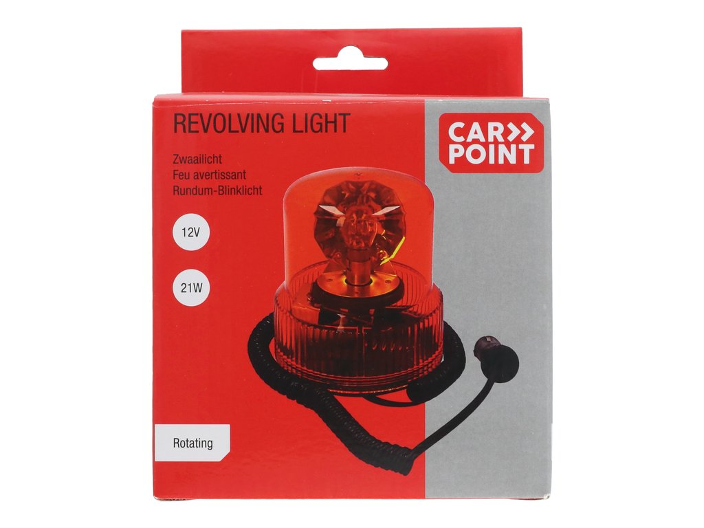 Girofar auto Carpoint 12V orange cu bec de 21W , fixare magnetica 14x10/12cm