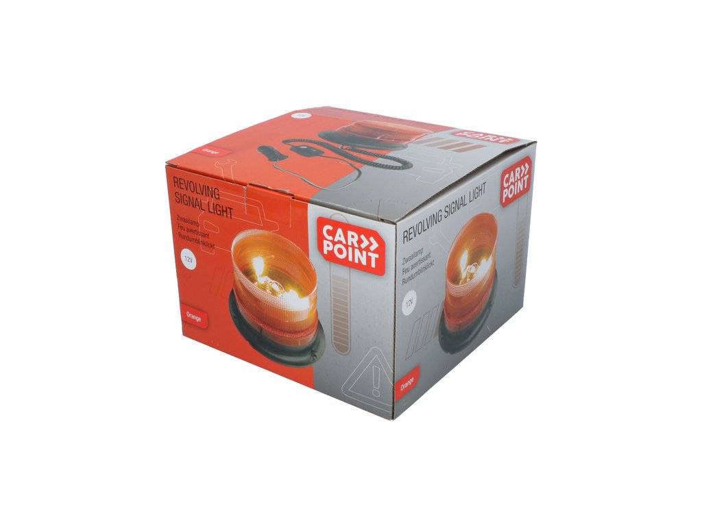 Girofar auto Carpoint 12V 500W orange cu bec Xenon , fixare magnetica si suruburi 14x15,5/20cm