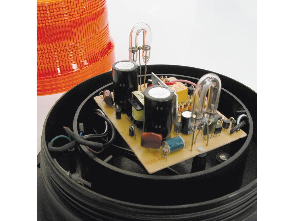 Girofar auto Carpoint 12V 500W orange cu bec Xenon , fixare magnetica si suruburi 14x15,5/20cm