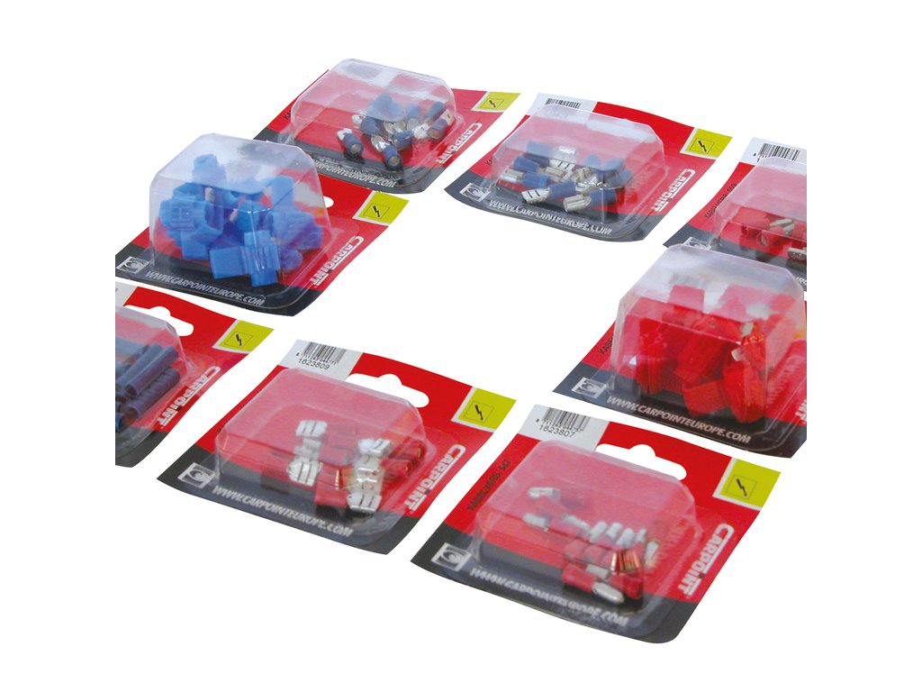 Papuci electrici izolati, tata, rosu cu pin din sarma, 1,9 mm, lungime 21,0 mm, crimpat, 566, 10 terminale la blister Carpoint