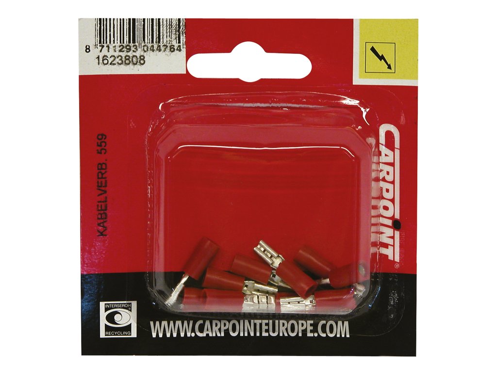 Papuci electrici izolati, tata, rosu Plat, 2,8x0,5 mm, lungime 17,90 mm, crimpat, 559, 10 buc. la blister Carpoint