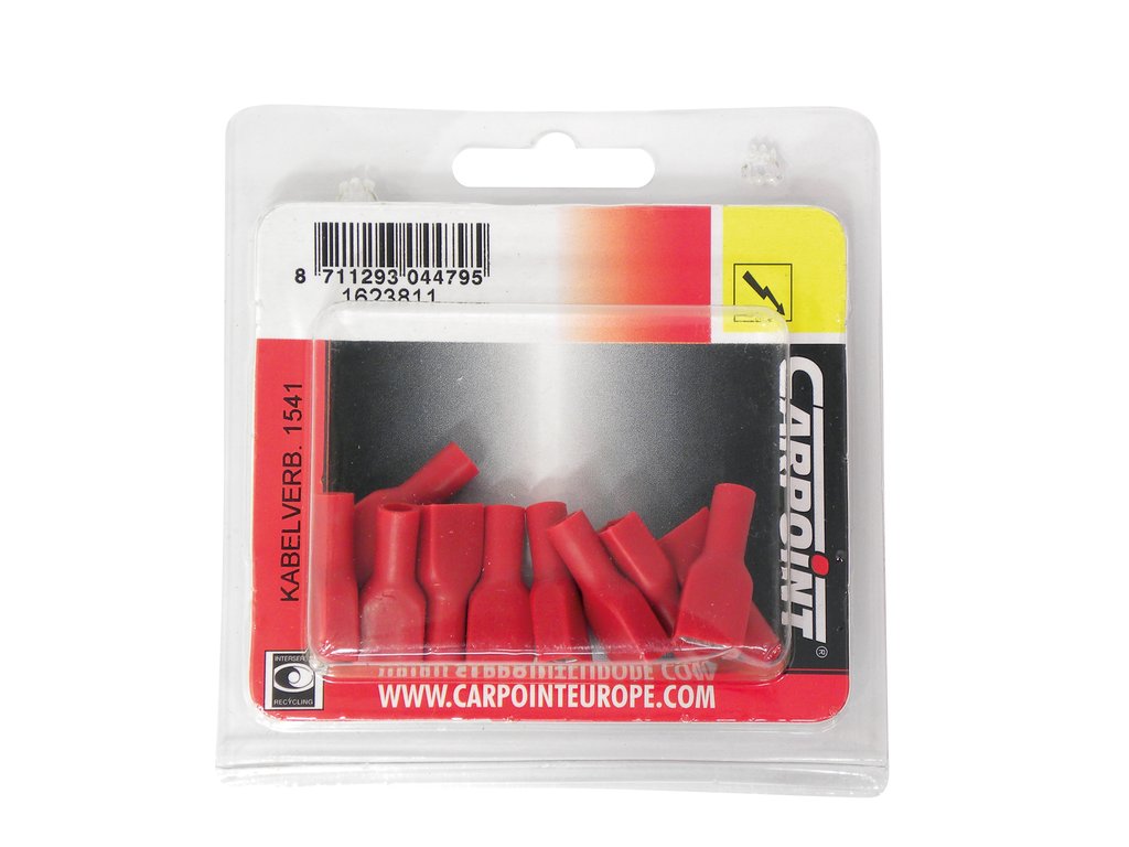 Papuci electrici izolati, mama, rosu Plat, 6,3x0,8mm, lungime 22,00 mm, crimpat, 1541, 10 terminale la blister Carpoint