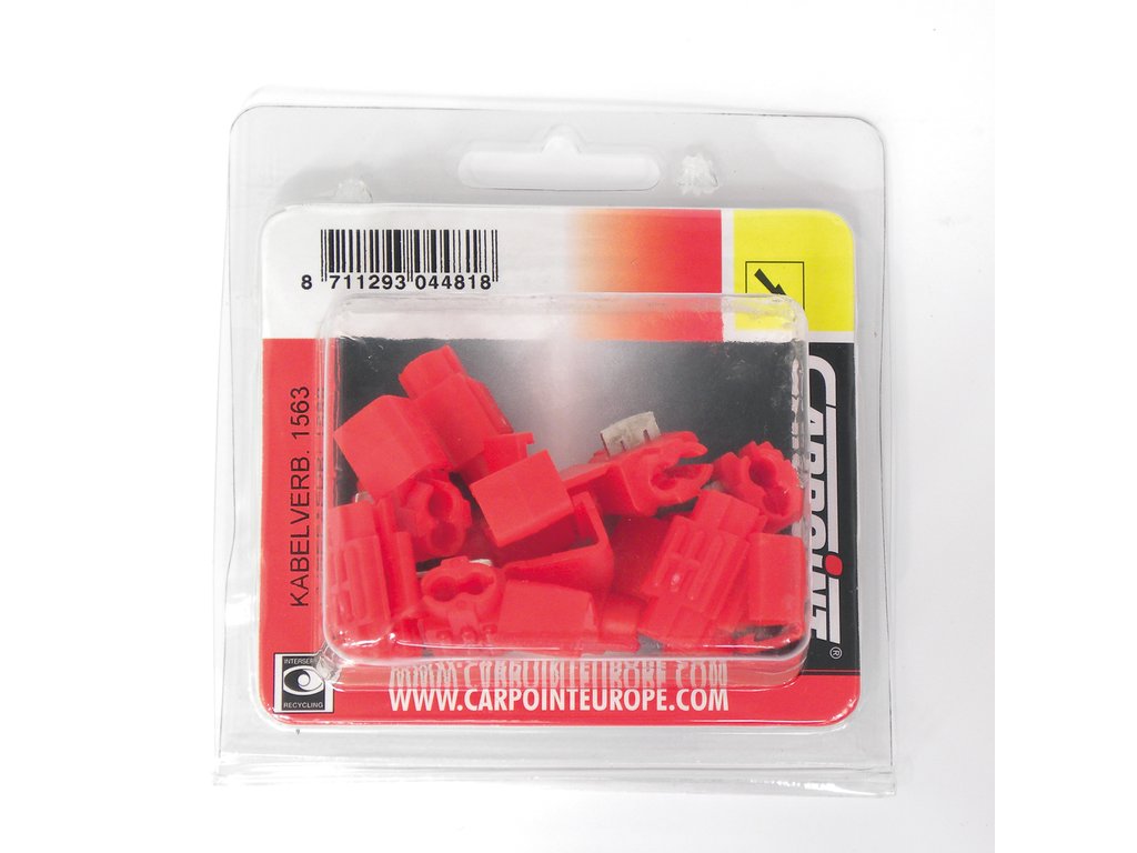 Papuci electrici izolati, tata, rosu, rotund, 4 mm, lungime 20 mm, crimpat, 1563, 10 terminale la blister Carpoint
