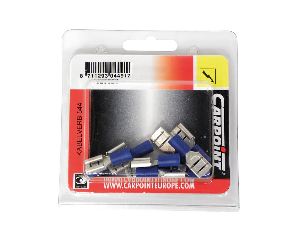 Papuci electrici izolati, tata, albastru Plat, terminale pe cablu, 8,0x0,8mm, lungime 25,5 mm, crimpat, 544, 10 buc. la blister Carpoint