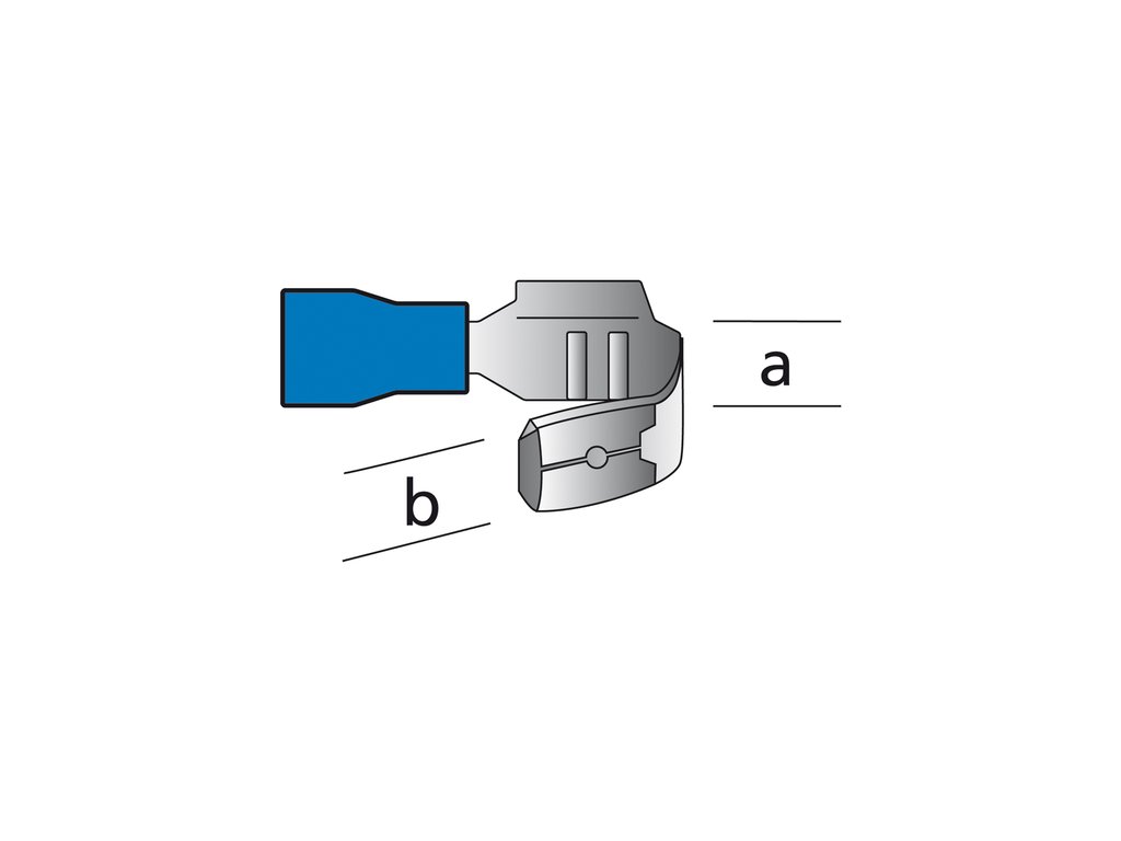 Papuci electrici izolati, tata, albastru Plat, 6,3x0,8mm, lungime 18,50 mm, crimpat, 562, 10 terminale la blister Carpoint
