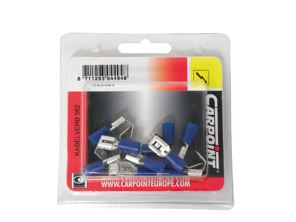 Papuci electrici izolati, tata, albastru Plat, 6,3x0,8mm, lungime 18,50 mm, crimpat, 562, 10 terminale la blister Carpoint