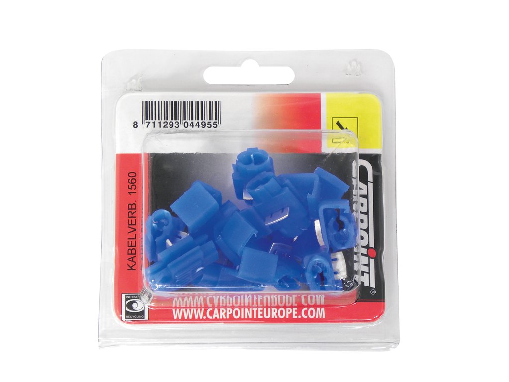 Papuci electrici izolati, tata, albastru rotund, 4 mm, lungime 20 mm, crimpat, 1560, 10 terminale la blister Carpoint