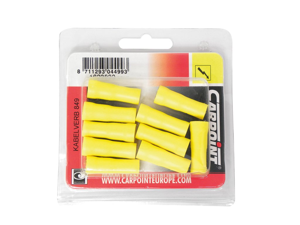 Papuci electrici izolati, mama, galben Rotund, 5,00 mm, lungime 27,0 mm, crimpat, 849, 10 buc. la blister Carpoint