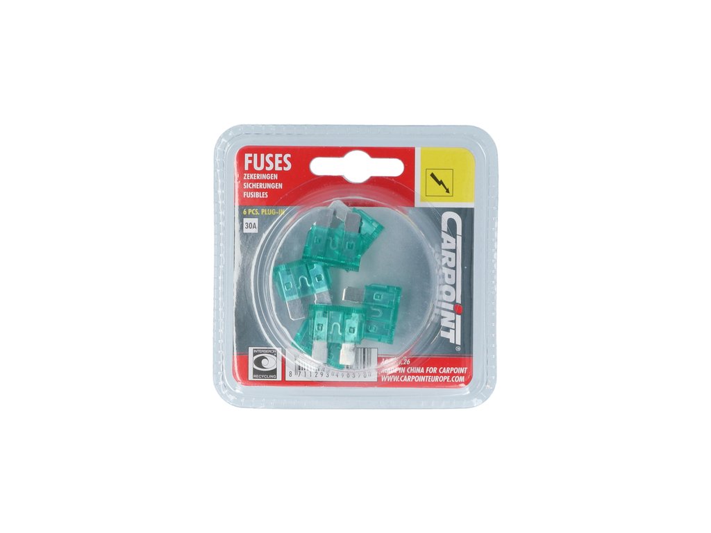 Set 6 sigurante auto Carpoint plate de 30A , sigurante normale plate