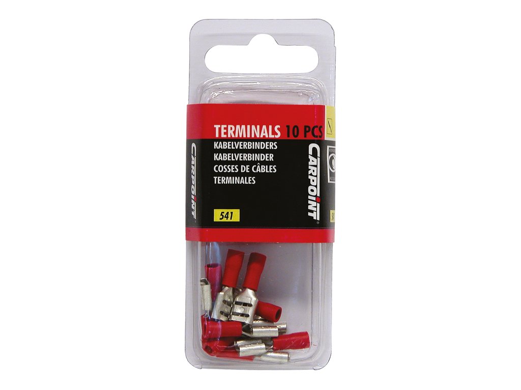 Set 10 papuci electrici Carpoint tip 541 mama 6,3x0,8 mm , lungime 21,0mm , rosii