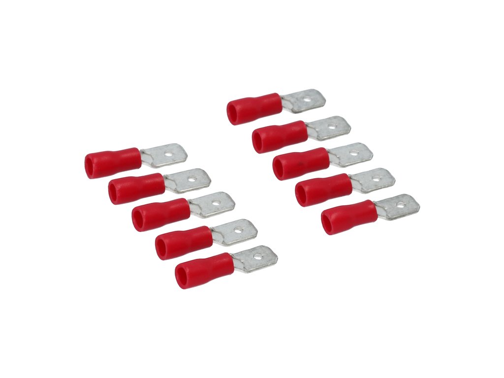 Set 10 papuci electrici Carpoint tip 540 tata 6,3x0,8 mm, lungime 20,7 mm, rosu