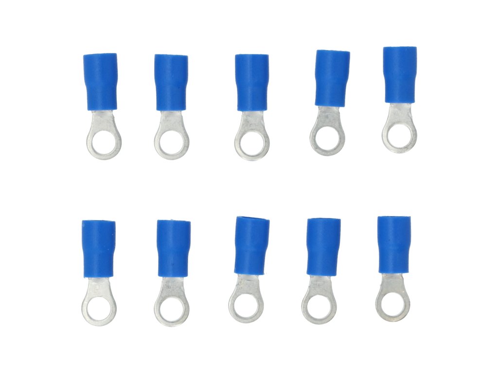 Papuci electrici izolati, albastru cu Inel, terminale pe cablu, 4,3 mm, lungime 21,00 mm, crimpat, 654, 10 terminale la blister Carpoint