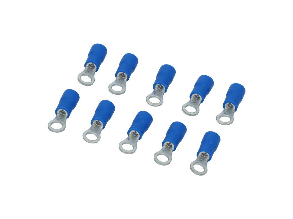 Papuci electrici izolati, albastru cu Inel, terminale pe cablu, 4,3 mm, lungime 21,00 mm, crimpat, 654, 10 terminale la blister Carpoint
