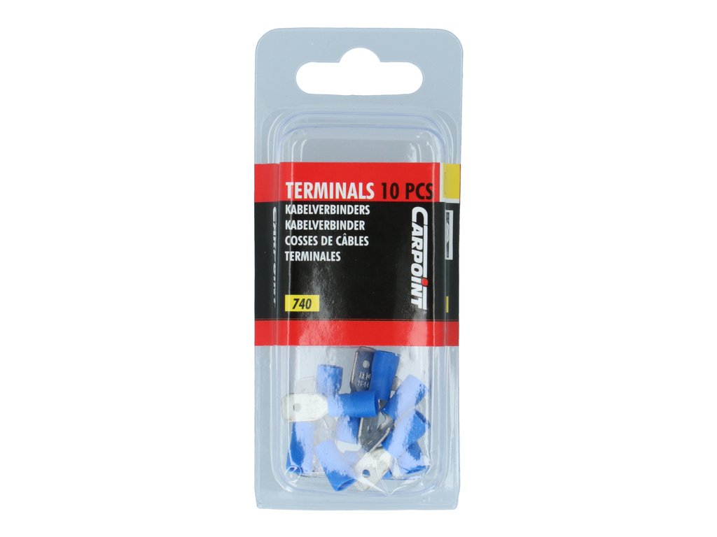 Set 10 papuci electrici Carpoint tip 740 tata 6,3x0,8 mm, lungime 21,3 mm, albastru