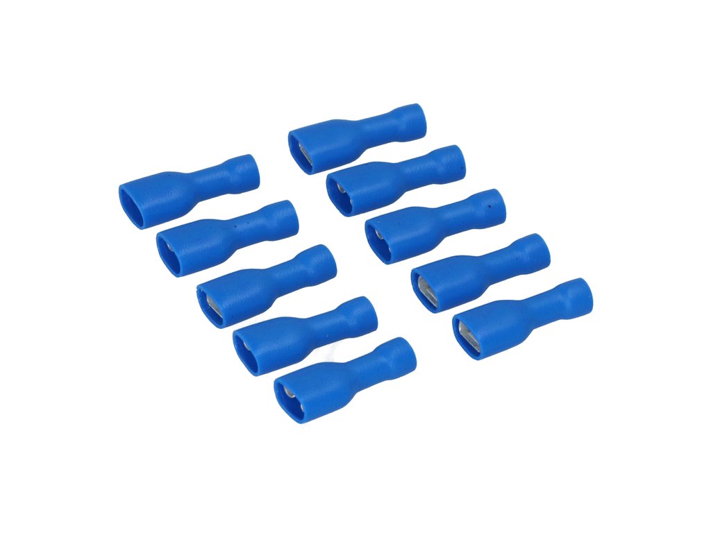 Papuci electrici izolati, mama, albastru Plat, terminale pe cablu, 6,3x0,8mm, lungime 21,3 mm, crimpat, 1542, 10 buc. la blister Carpoint