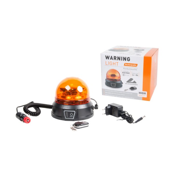 Girofar auto Automax 12V/ 24V, orange cu bec LED, fixare magnetica, cu acumulator, cu telecomanda