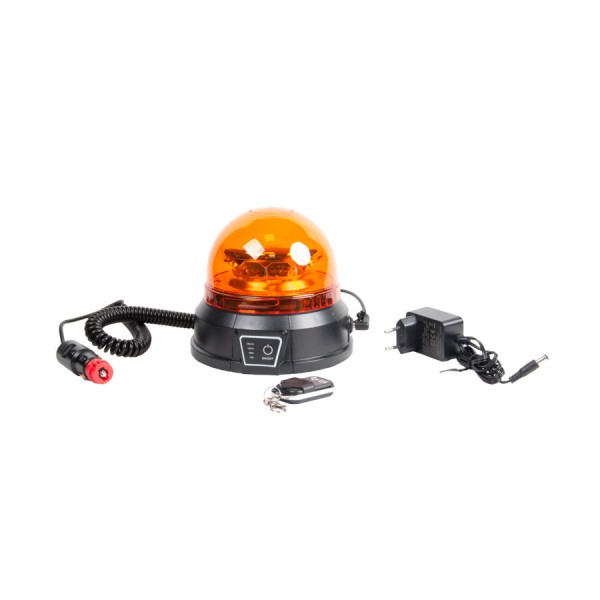 Girofar auto Automax 12V/ 24V, orange cu bec LED, fixare magnetica, cu acumulator, cu telecomanda