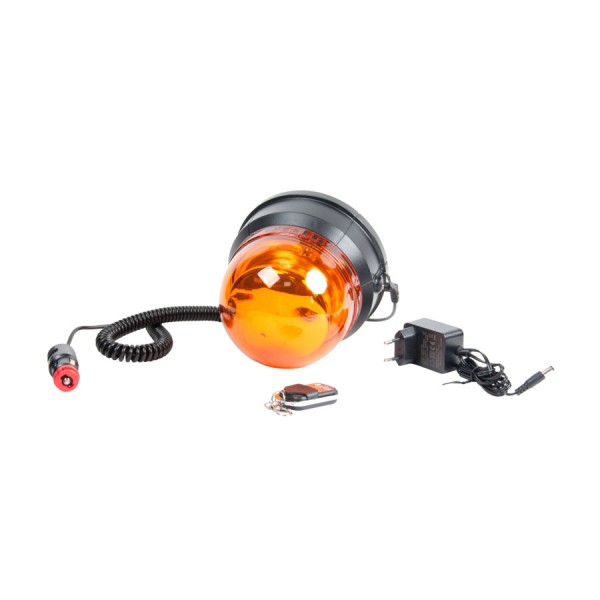 Girofar auto Automax 12V/ 24V, orange cu bec LED, fixare magnetica, cu acumulator, cu telecomanda
