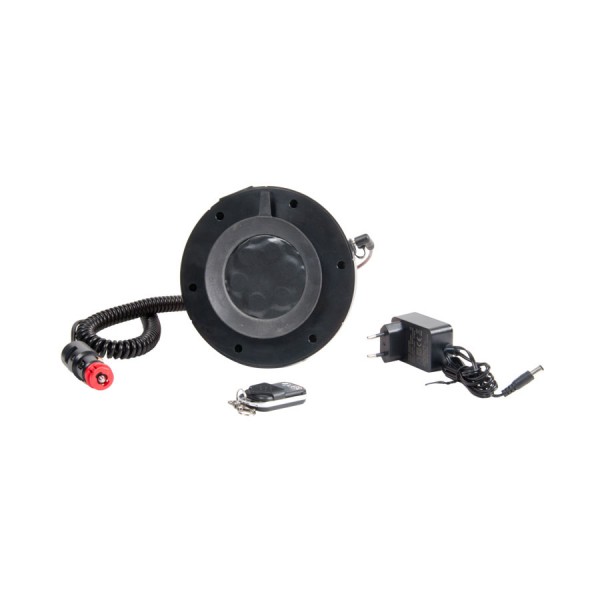 Girofar auto Automax 12V/ 24V, orange cu bec LED, fixare magnetica, cu acumulator, cu telecomanda