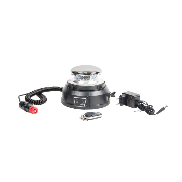 Girofar auto Automax 12V/ 24V, orange cu bec LED, fixare magnetica, cu acumulator, cu telecomanda