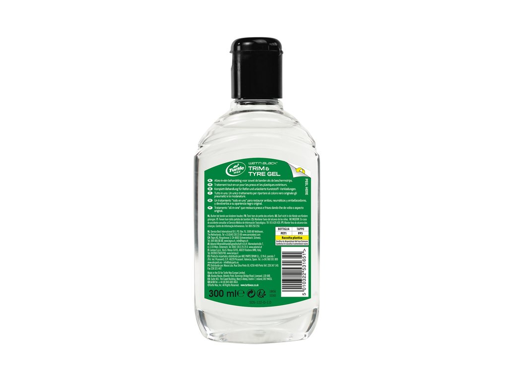 Gel intretinere si luciu anvelope si elemente palstic, aspect umed Turtle Wax Wet N Black 300ml