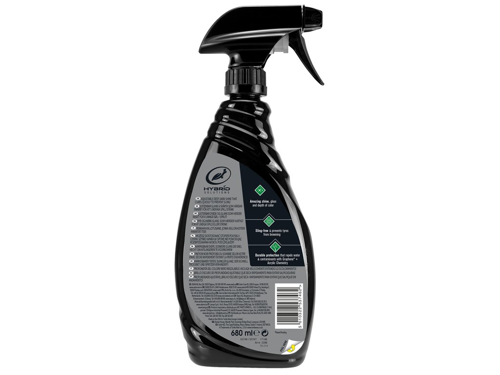 Solutie intretinere si luciu anvelope Turtle Wax HS Tyre Shine 680ml, aspect negru intens, protectie UV