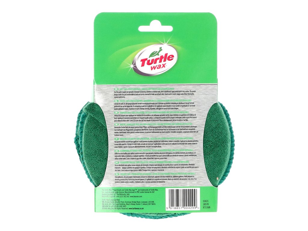 Pad aplicator Turtle Wax X711TD , din bumbac moale pentru curatarea si repararea elementelor din plastic si piel, set 2 bucati pt polisare si ceruire