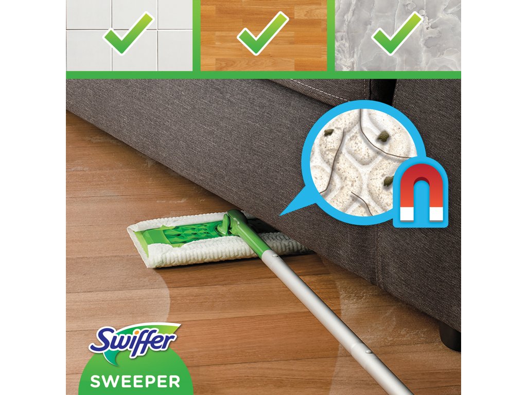 Mop pentru podea Swiffer Sweeper Kit , mop + 8 Lavete