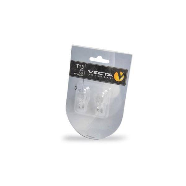 Set 2 becuri auto Vecta 12V T13 W2.1x9.5d 12W alb