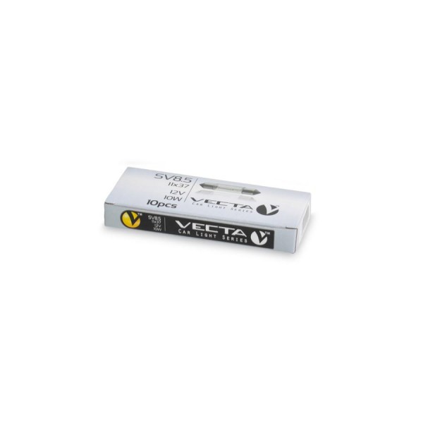 Bec auto Vecta 12V 10W SV8,5 11x37mm alb tip sofit , 1 buc.