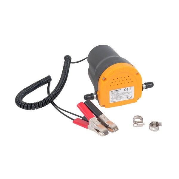 Pompa scos ulei si motorina electrica 12V 5A, debit 3 l/min (ulei), 4 l/min (diesel) , tub 6mm + furtun 12mm
