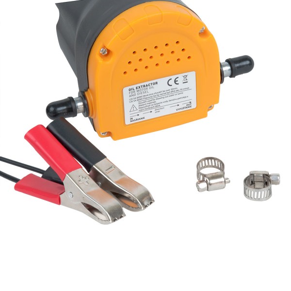 Pompa scos ulei si motorina electrica 12V 5A, debit 3 l/min (ulei), 4 l/min (diesel) , tub 6mm + furtun 12mm