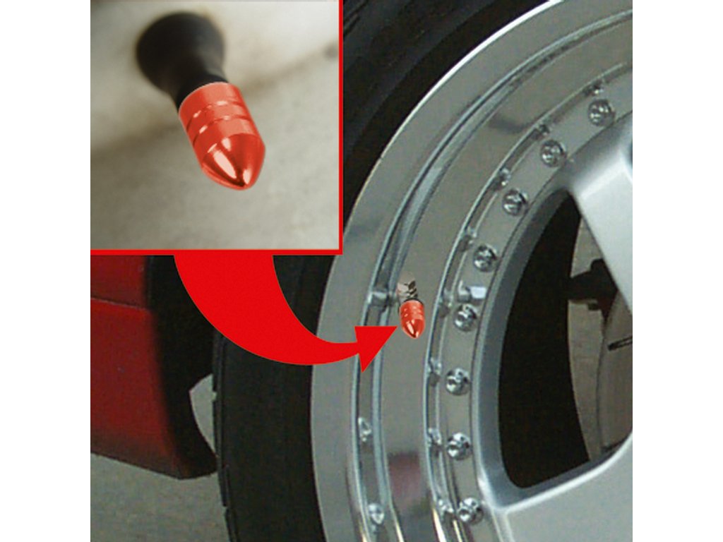 Set capacele auto Carpoint pentru ventil tip glont culoare Rosu , 5 buc.