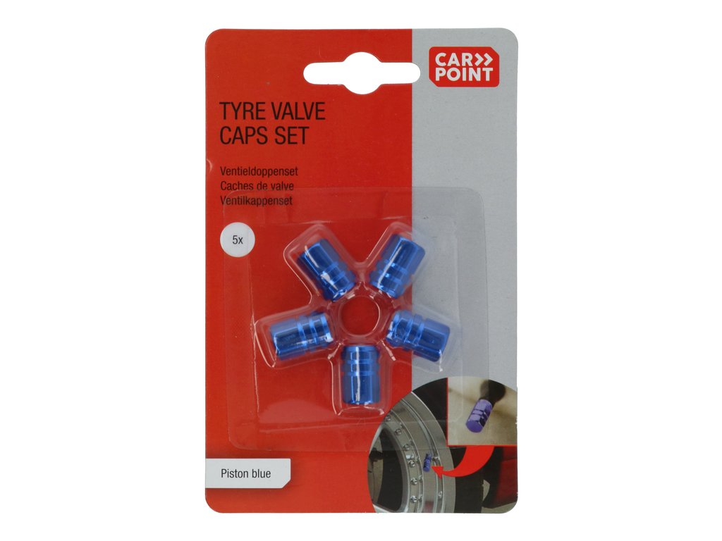 Set capacele auto Carpoint pentru ventil tip piston culoare Albastru , 5 buc.