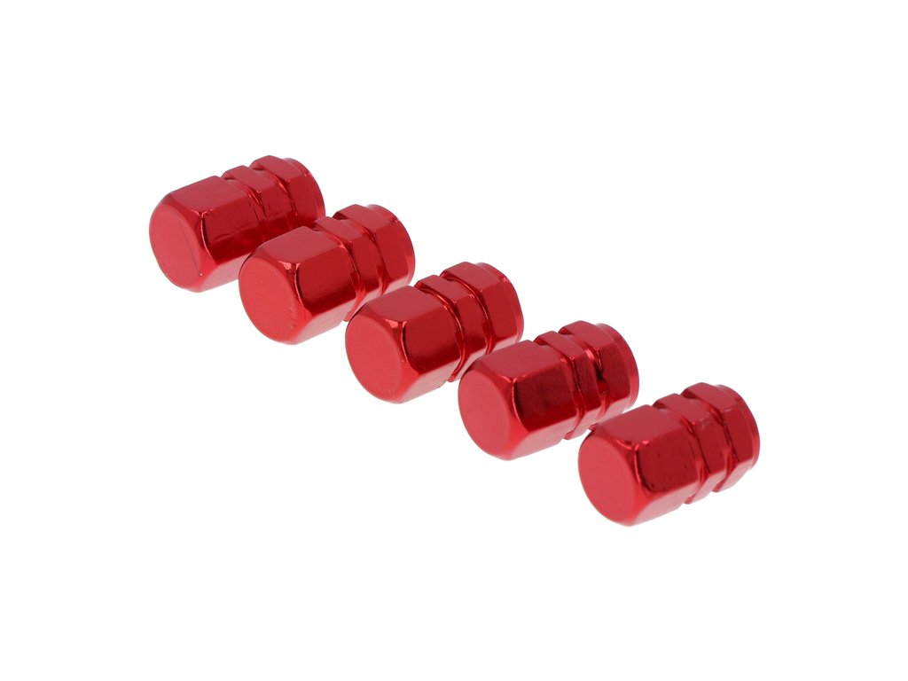 Set capacele auto Carpoint pentru ventil hexagon rosu, 5 buc.