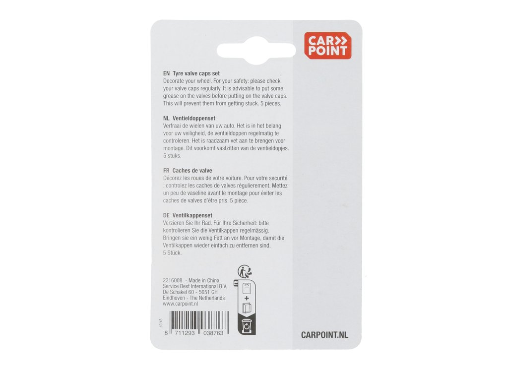 Set capacele auto Carpoint pentru ventil hexagon rosu, 5 buc.