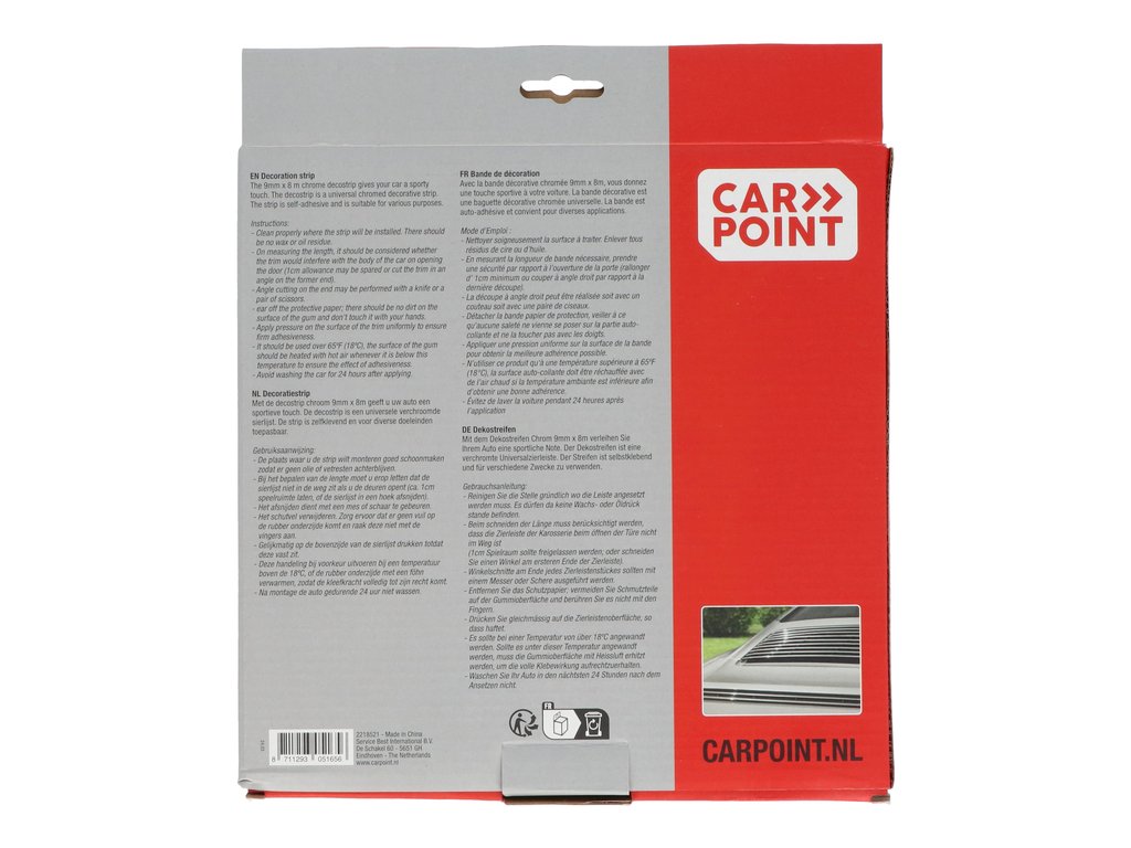 Ornament lateral auto Carpoint cromat latime 9mm x lungime 8m, pentru interior sau exterior