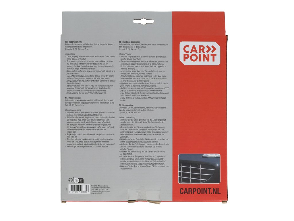 Ornament lateral profil U Carpoint pentru muchie usa sau grile masca, ventilatie , 5mx8,2mmx5,6mm