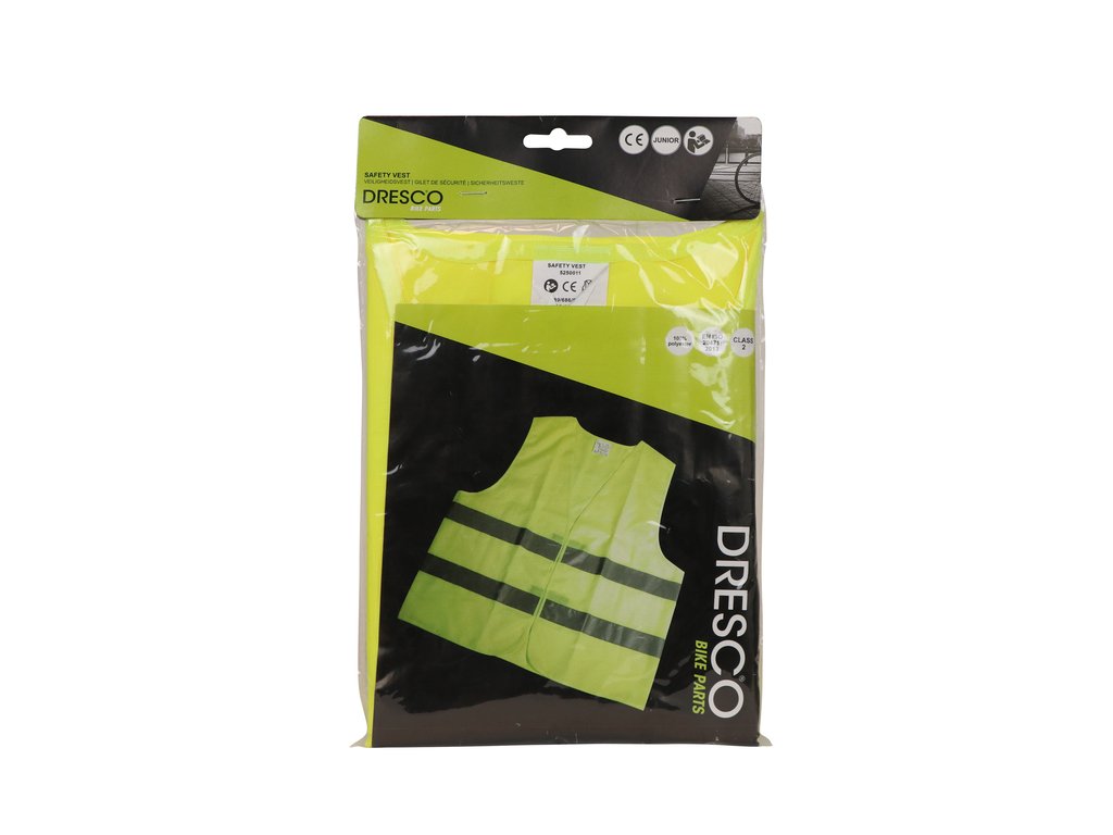 Vesta reflectorizanta Dresco Junior, Galbena, pentru persoane cu inaltime 140-152 cm, Class 2 EN ISO 20471