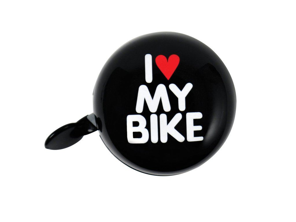 Claxon bicicleta I Love My Bike negru 60mm , sonerie bicicleta