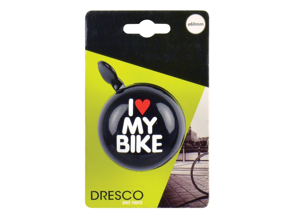 Claxon bicicleta I Love My Bike negru 60mm , sonerie bicicleta