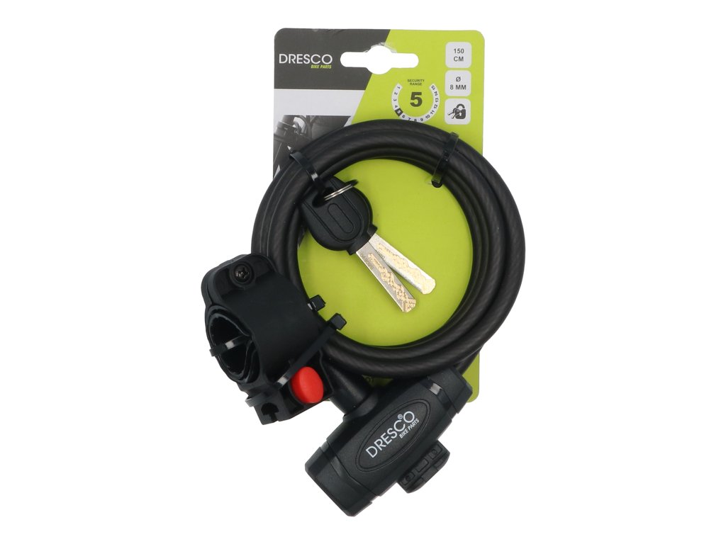 Antifurt bicicleta, lacat cu cheie, 150cm, fi 8, Dresco