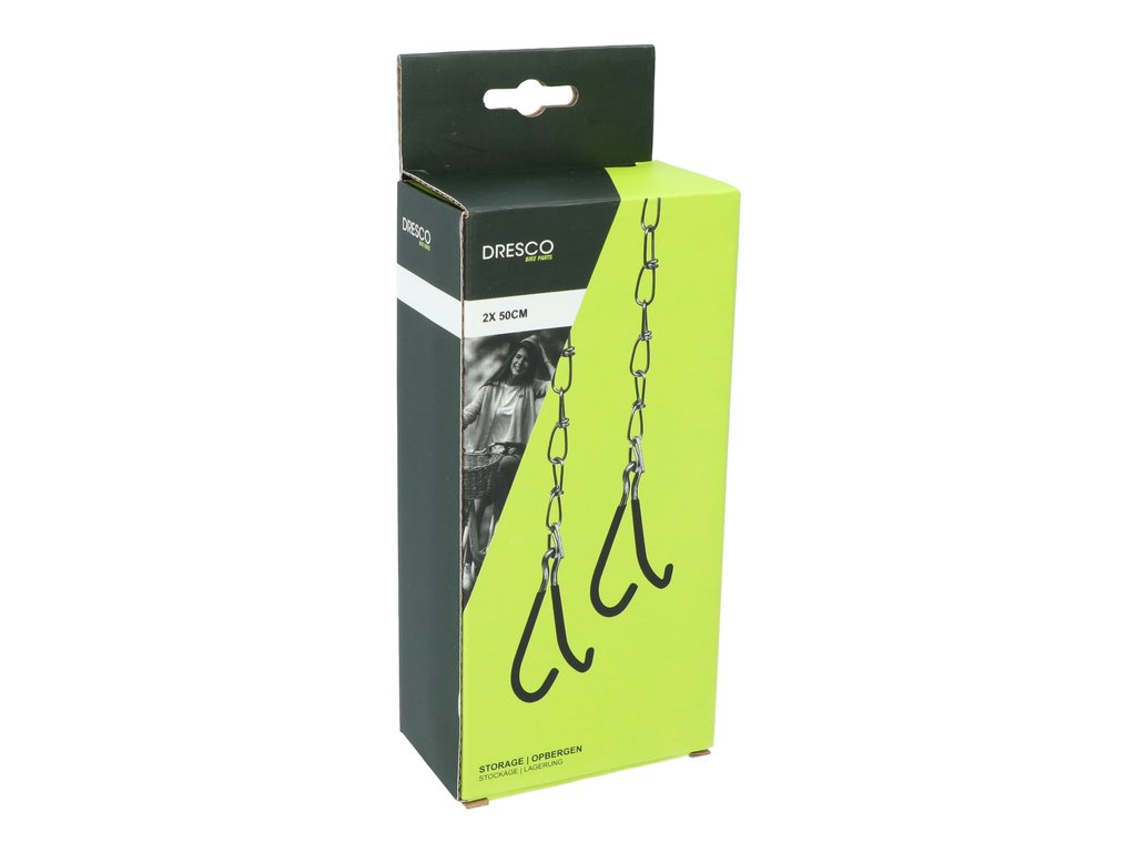 Suport bicicleta tavan Dresco, 2 carlige cu lant, 2x50cm