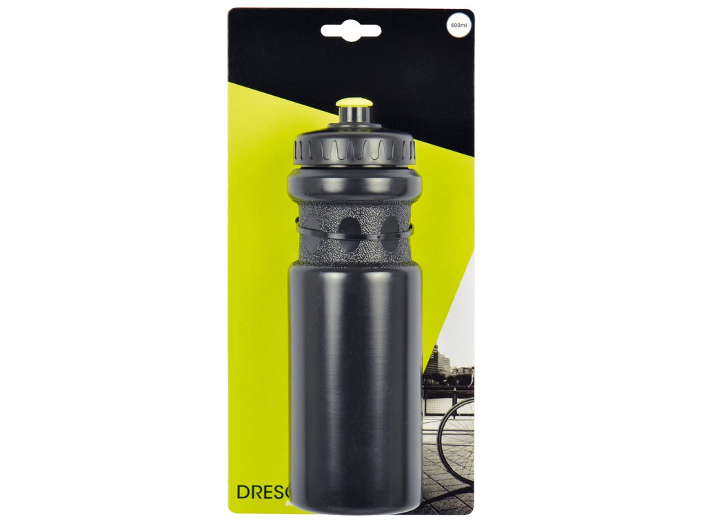 Bidon apa bicicleta 600ml, sticla culoare negru