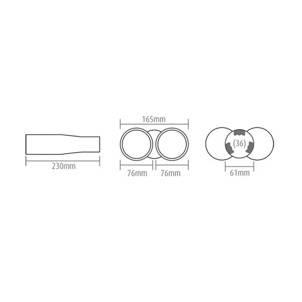 Ornament toba Automax Cromat, iesire dubla, 230x165x61mm